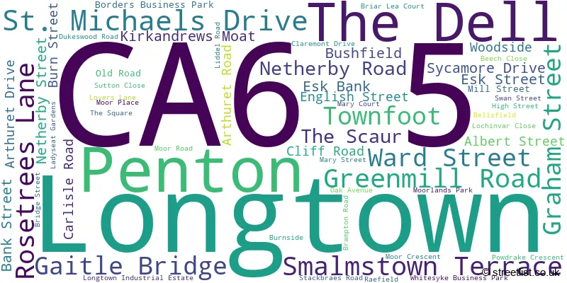 A word cloud for the CA6 5 postcode